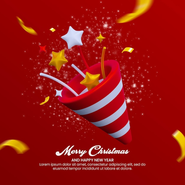 Merry Christmas and happy new year banner social media post template