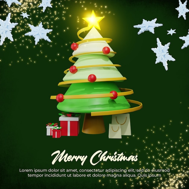 Merry christmas and happy new year banner social media post template