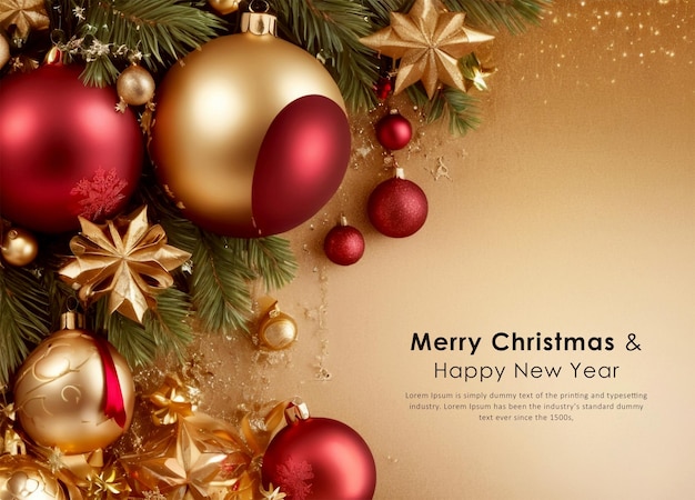 Merry Christmas amp Happy New Year celebration Banner design psd