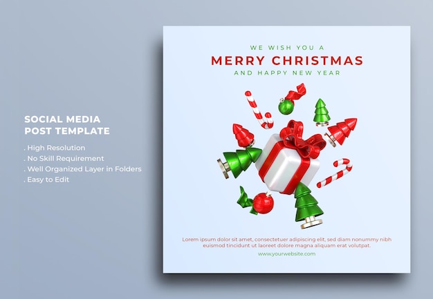 Merry Christmas and Happy New Year Giveaway Social Media Post Template