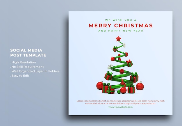 Merry Christmas and Happy New Year Giveaway Social Media Post Template