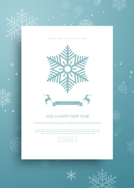 Merry Christmas and Happy New Year greeting card template