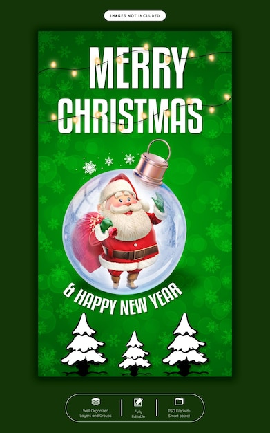 Merry Christmas and happy new year instagram story template