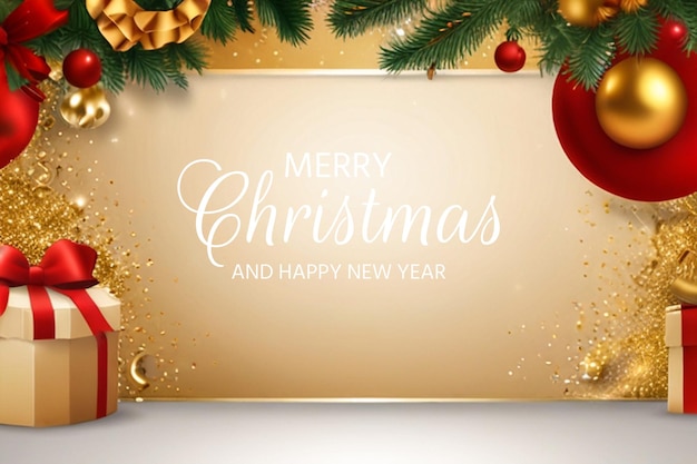 Merry Christmas and happy new year modern frame social media banner