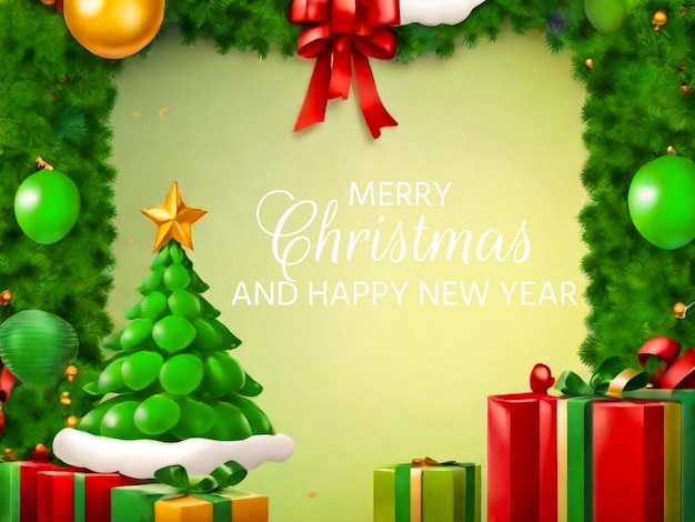 Merry Christmas and happy new year modern frame social media banner