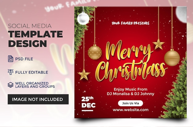 Merry Christmas and happy new year poster Template Design