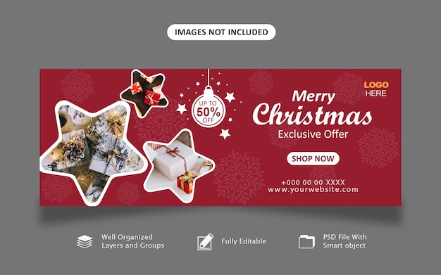 Merry Christmas and Happy New Year social media Cover and web Banner template