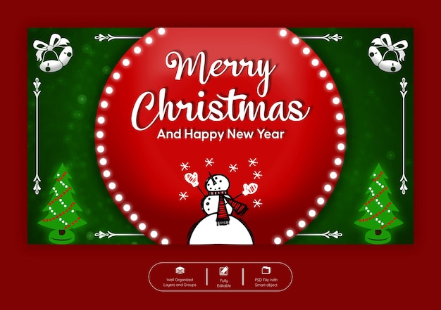 Merry Christmas and happy new year web banner template