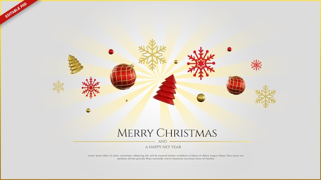 Merry christmas and happy new year with 3d christmas elements