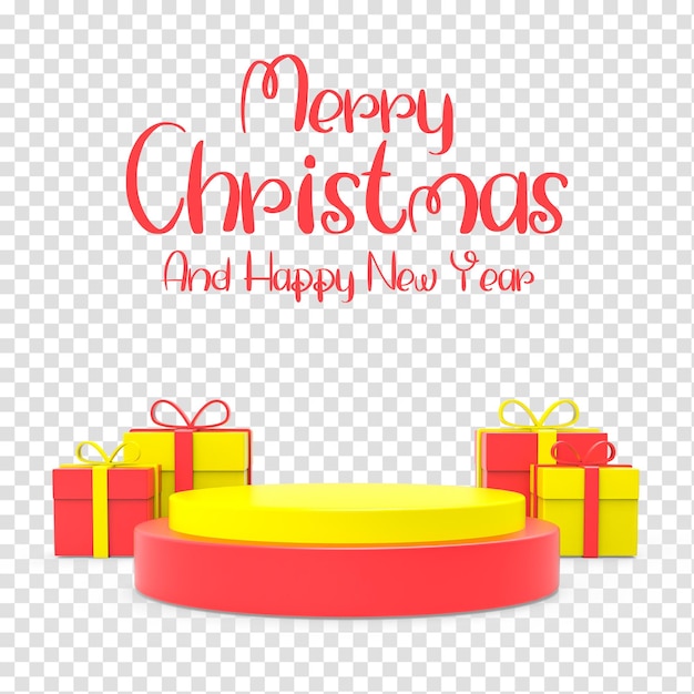 Merry christmas and happy new year with 3d