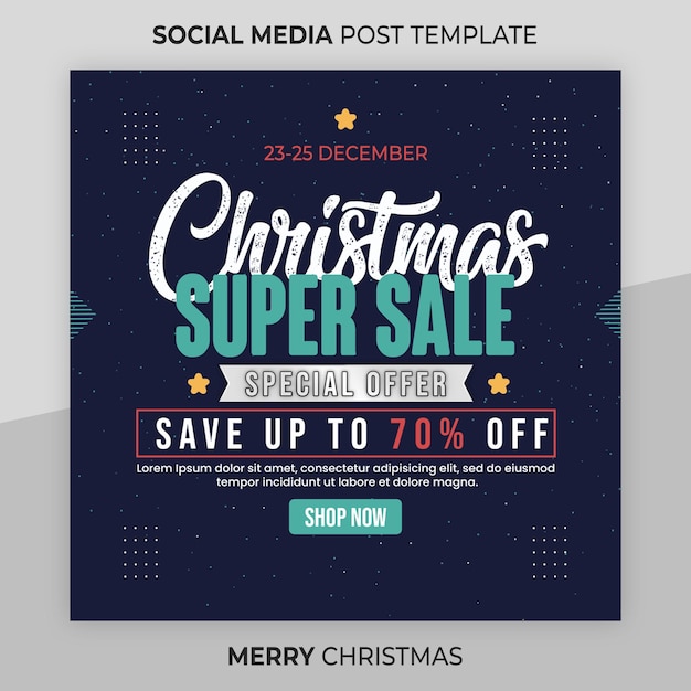 Merry Christmas instagram post or square web banner template