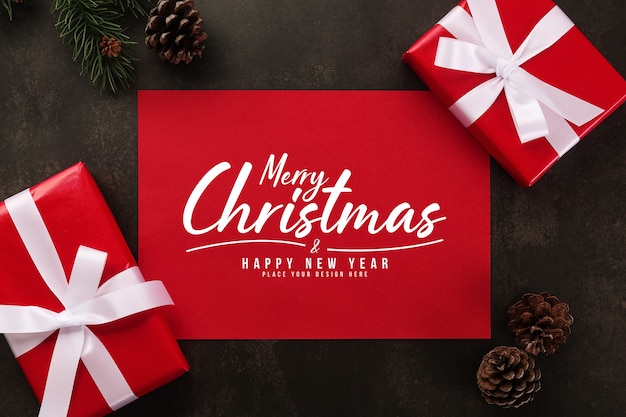 Merry Christmas kraft paper greeting card mockup