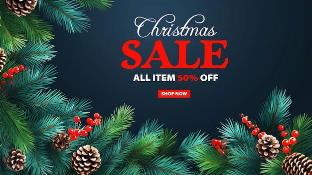 Merry christmas mega sale realistic banner template