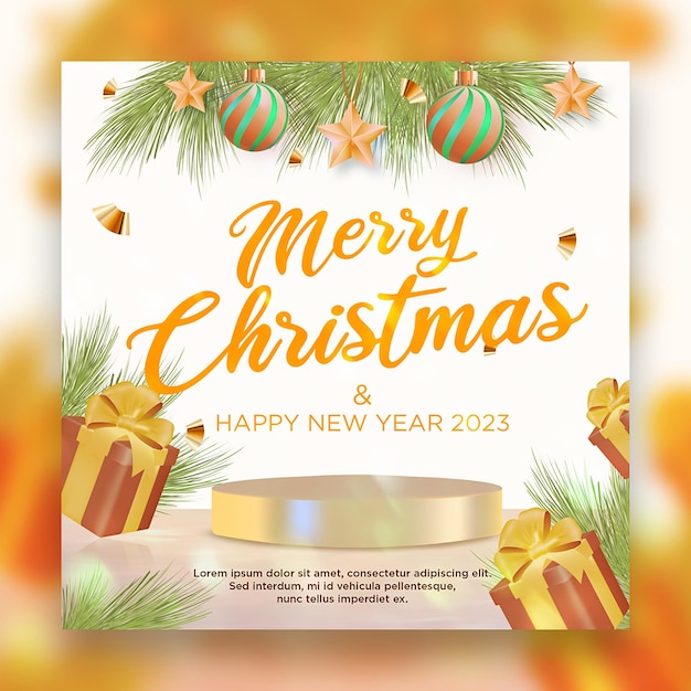 Merry Christmas New Year 2023 Banner Social Media Template