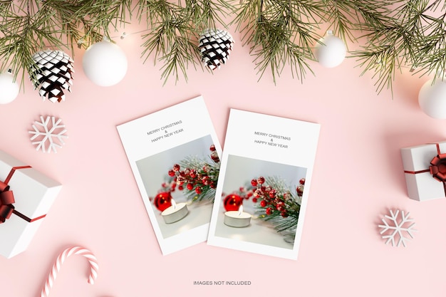 Merry christmas paper frames photo mockup