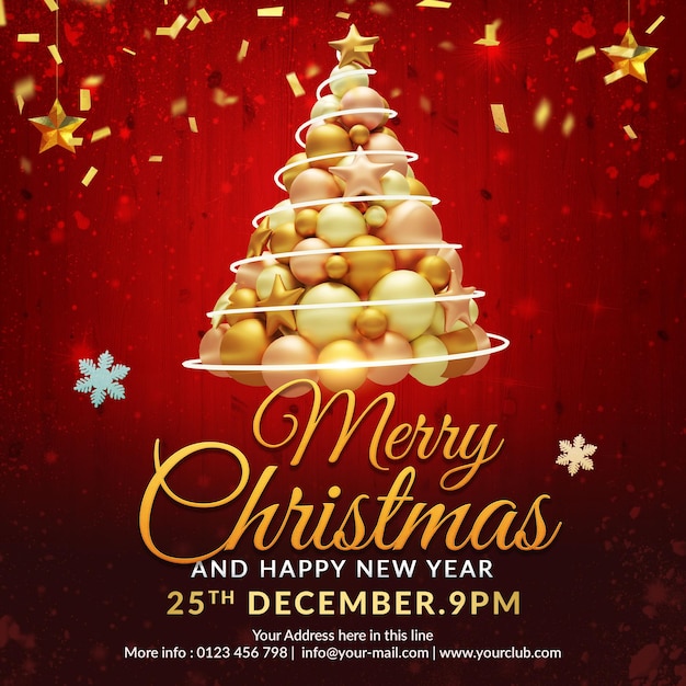 Merry Christmas Party or Celebration Flyer Template