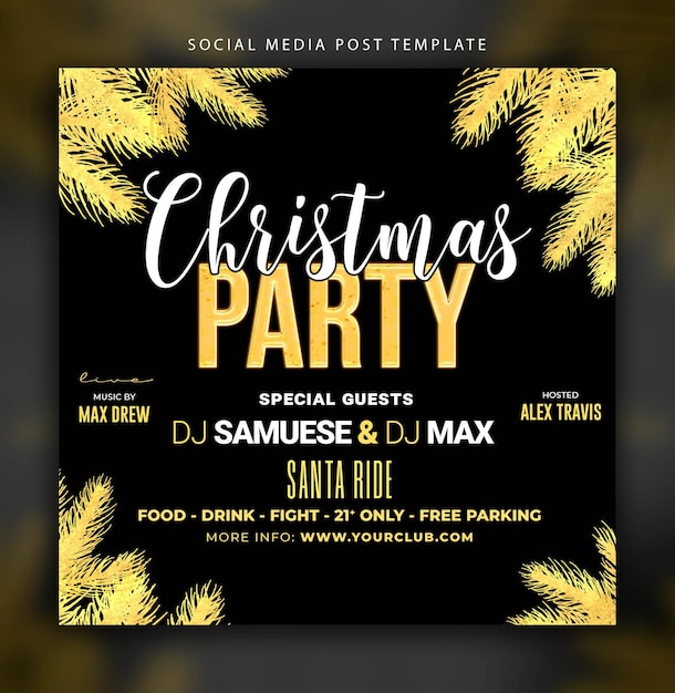 Merry Christmas Party Flyer Social Media Template