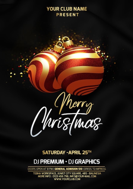 PSD merry christmas party for social media post template