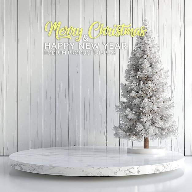 Merry christmas podium stage display mockup for product presentation podium for product display