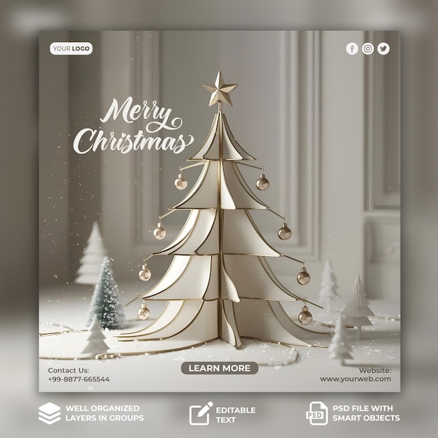 PSD merry christmas social media post design