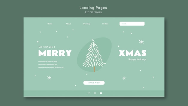 PSD merry xmas landing page template