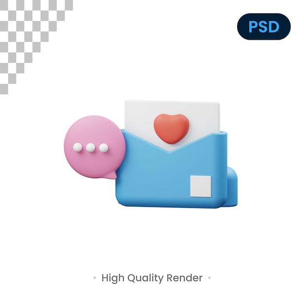 Message 3D Render Illustration Premium Psd