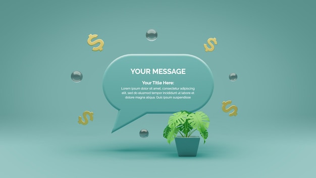 Message Status Box 3D rendered Social media post design