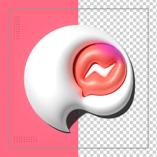 Messenger 3d Rendering Social Media Colorful glossy icon  for Psd composition