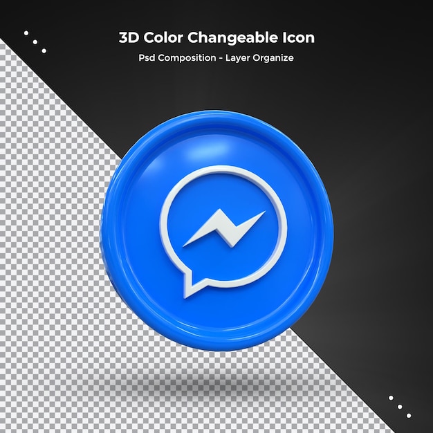 Messenger 3d Social Media icon Colorful glossy 3d icon concept 3d rendering