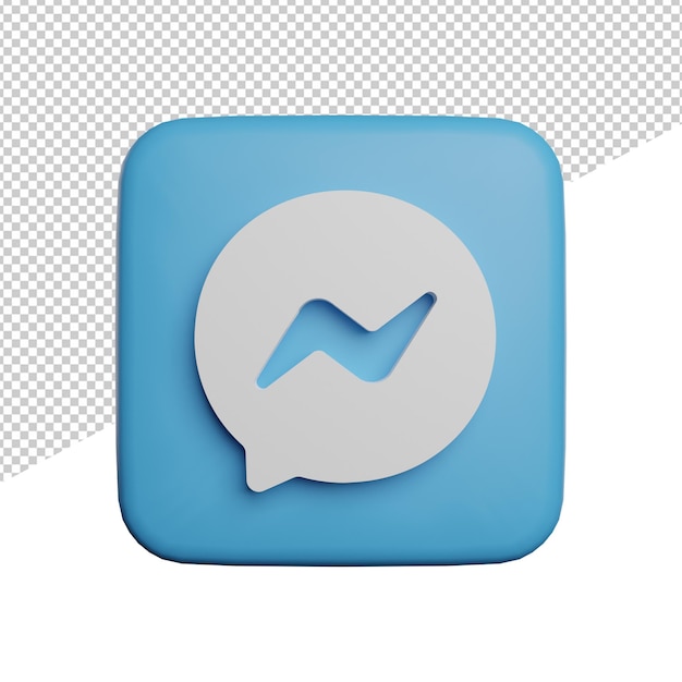 Messenger chat social media square round front view 3d rendering illustration transparent background