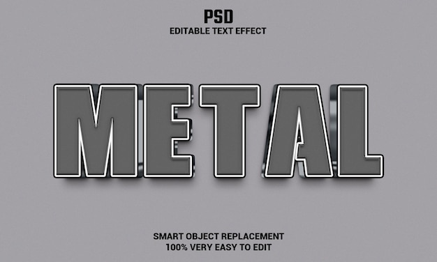 Metal 3d editable text effect with background Premium Psd