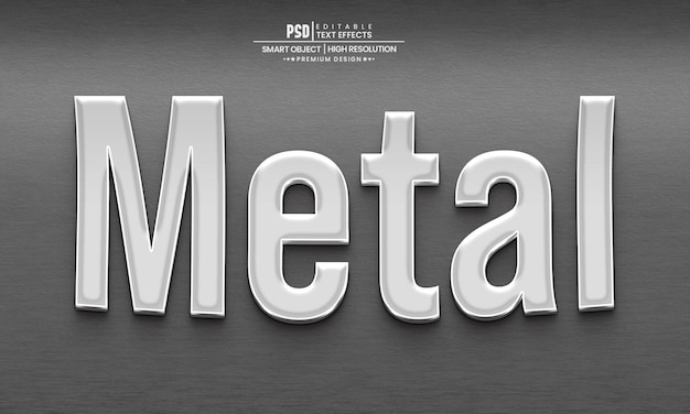 Metal 3d text effect editable layer style mockup template