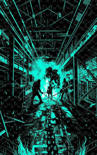 PSD metal band playing in a dark and industrial warehouse with c illustration music poster designs