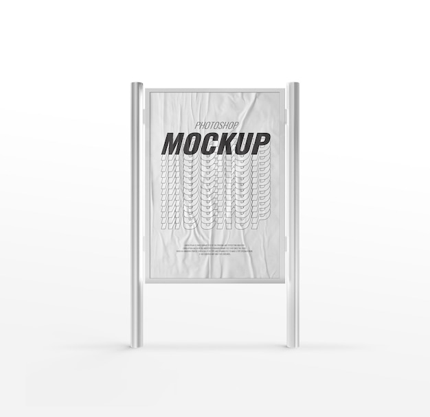 Metal billboard mockup isolated