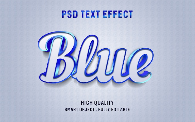 Metal blue text effect mockup