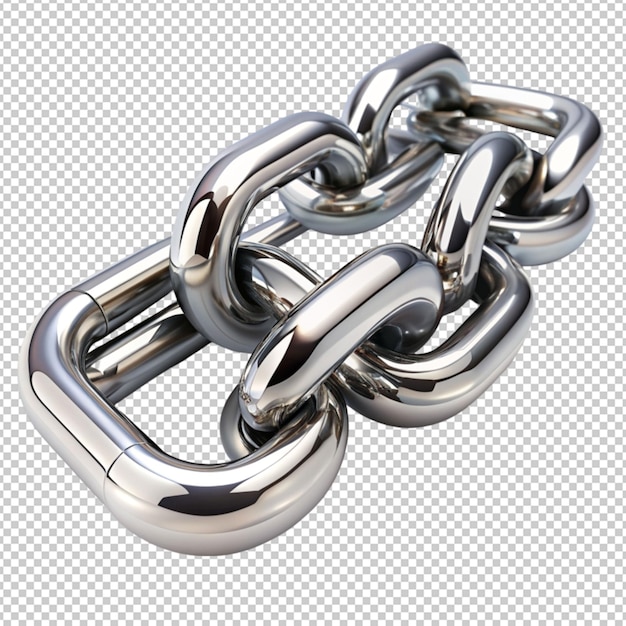 PSD metal chain with whole or break steel chrome links on transparent background