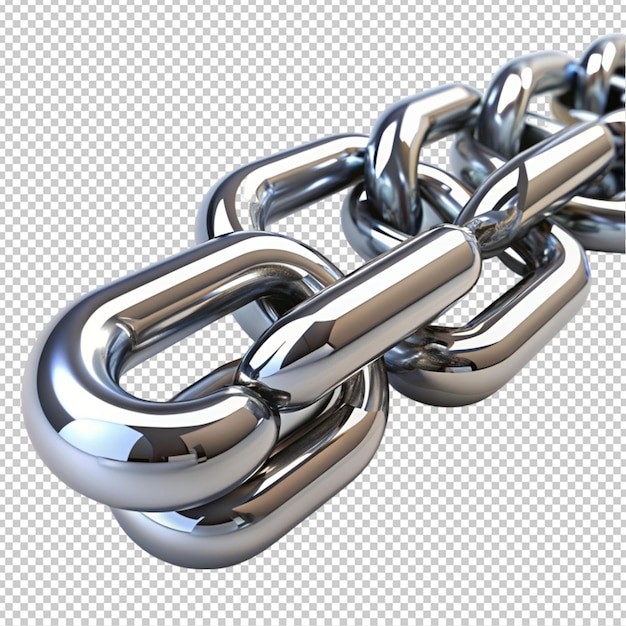 metal chain with whole or break steel chrome links on transparent background