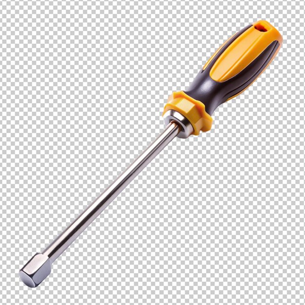 PSD metal chisel with wooden handle isolated on transparent