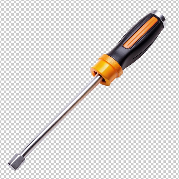 PSD metal chisel with wooden handle isolated on transparent