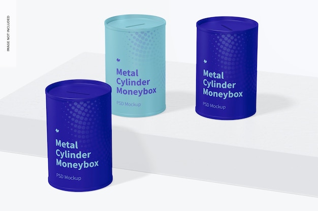 Metal Cylinder Moneybox Mockup