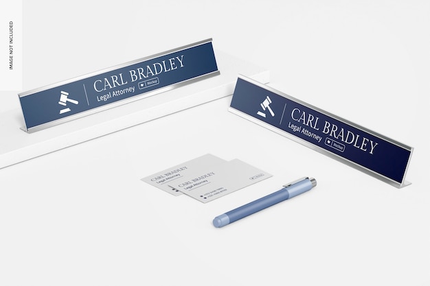 Metal Desk Name Plates Mockup