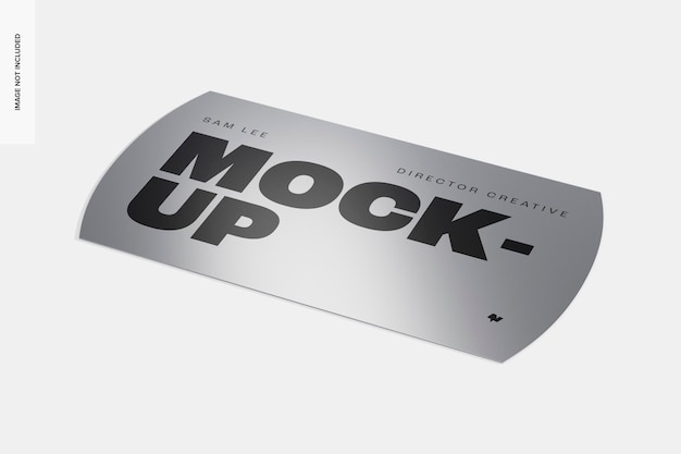 Metal Finish Business Card Mockup, Left View