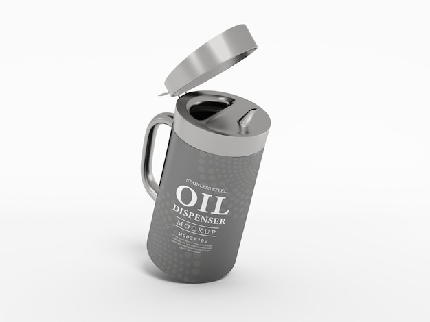 Metal Flip Cover Oil Dispenser Bottle Mockup