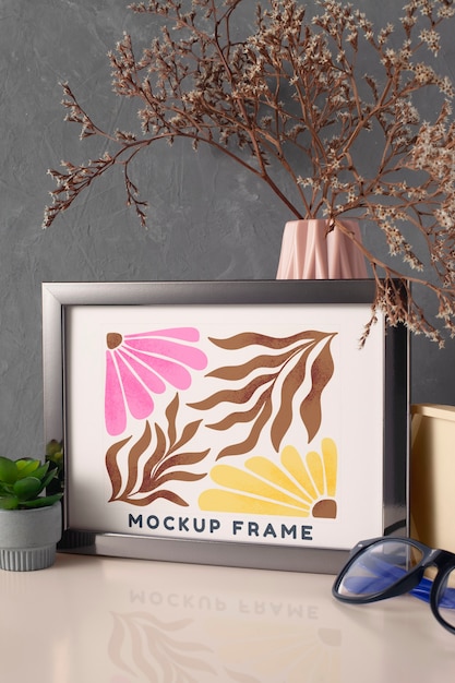 Metal frame mockup with simple background