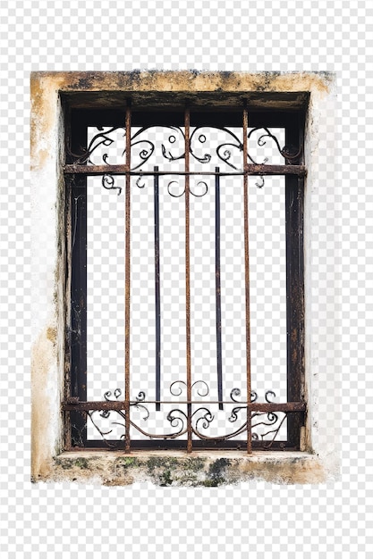 a metal gate with a black iron frame and the word on it