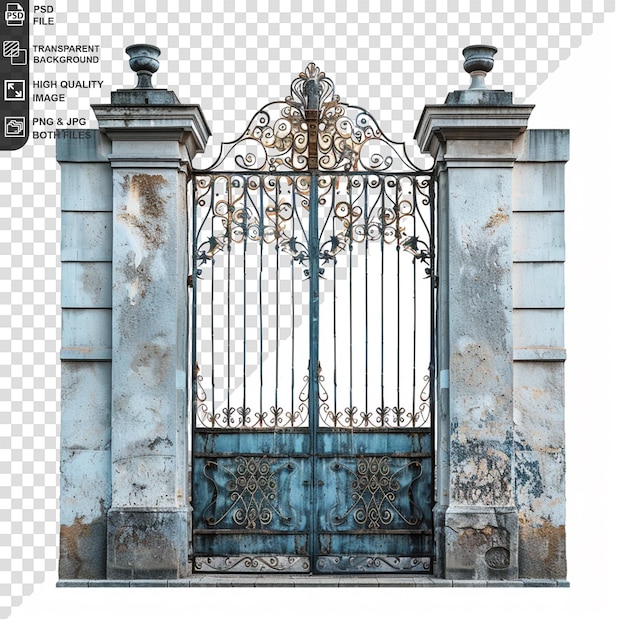 PSD metal gate with forged elements isolated on a transparent background