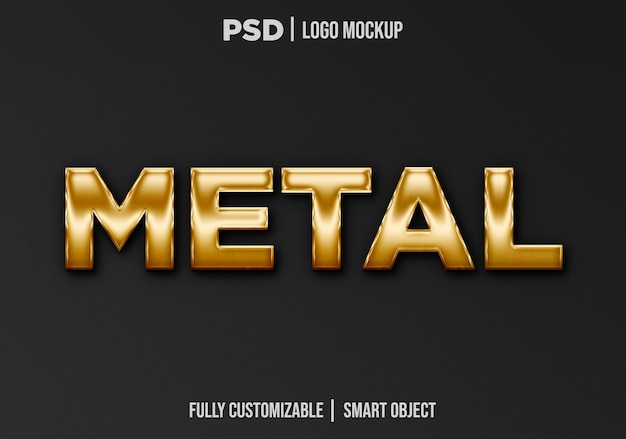 Metal golden editable text with a black background made with photoshop PSD file