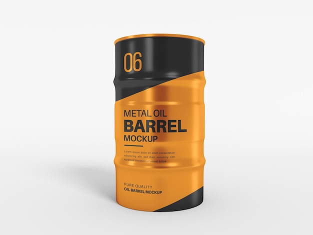 Metal Oil Barrel Drum Packaging Mockup