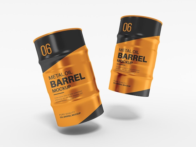 Metal Oil Barrel Drum Packaging Mockup