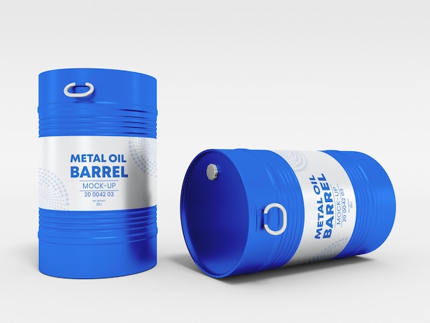 Metal Oil Barrel Drum Packaging Mockup